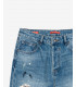 GRANT100 carrot fit jeans with rips & repairs patched and paint droplets