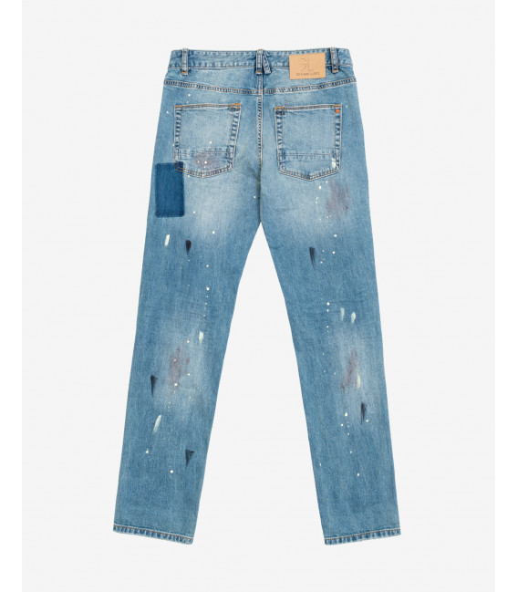 Jeans BRUCE regular fit con patch strappi e schizzi di vernice