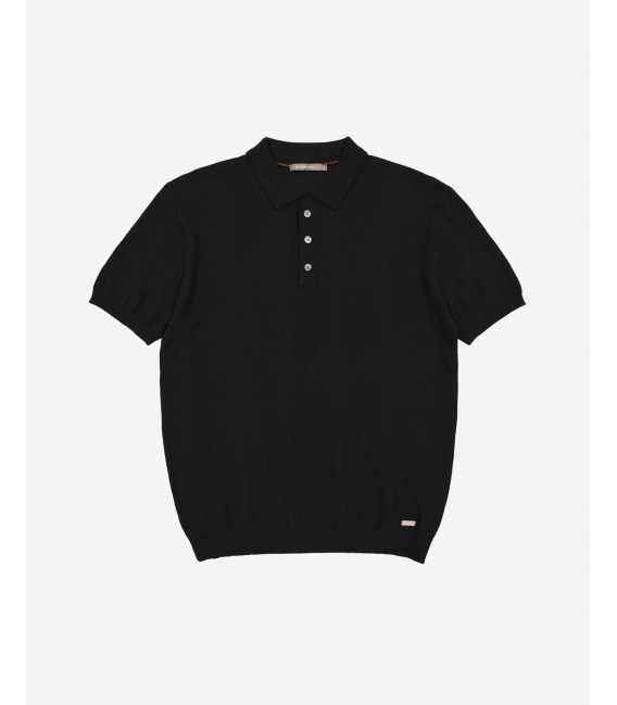 Textured knitted polo shirt