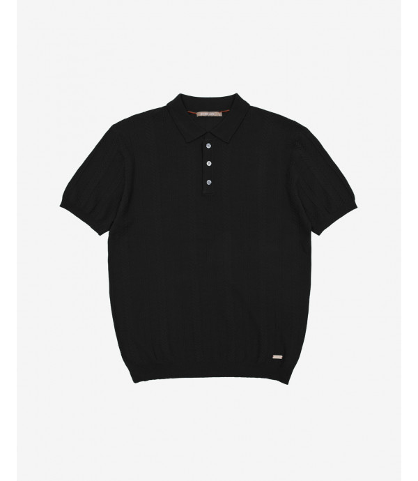 Textured knitted polo shirt