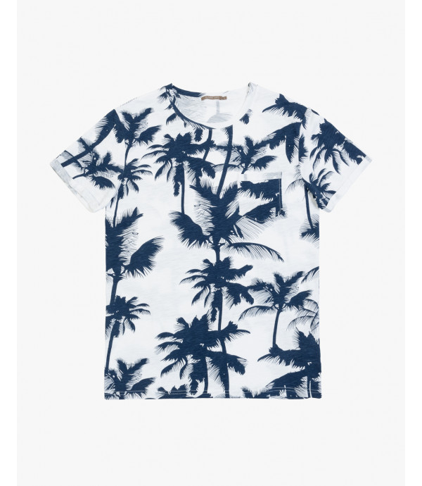 T-shirt con taschino stampa palme