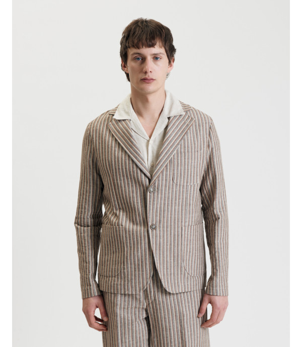 More about Deconstructed striped blazer in linen blend