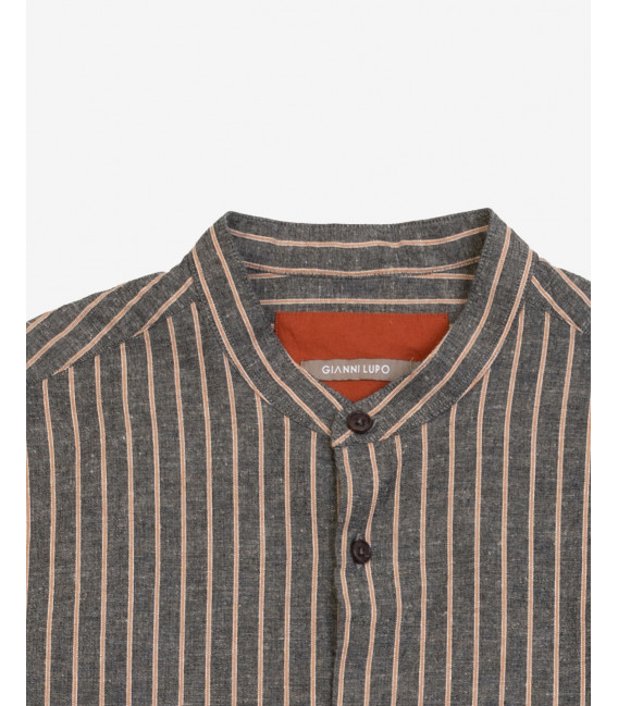 Striped mandarin linen shirt