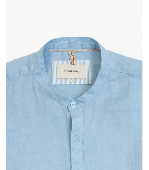 Mandarin collar linen shirt