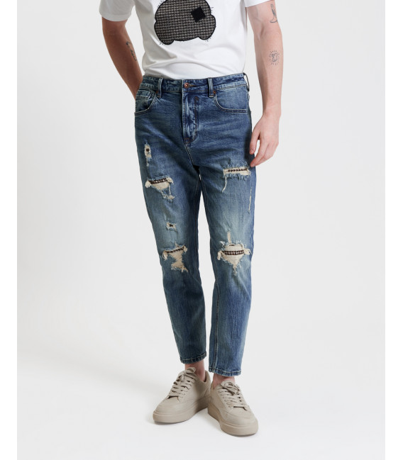 MIKE carrot cropped fit with rips&repairs