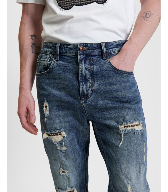 MIKE carrot cropped fit with rips&repairs