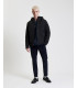 Tech fabric parka with hood and zip pockets