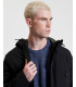 Tech fabric parka with hood and zip pockets