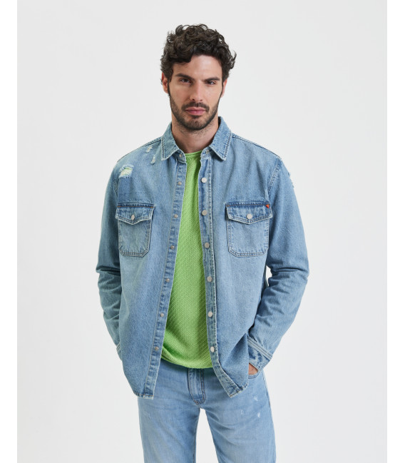 Overshirt denim con tasche