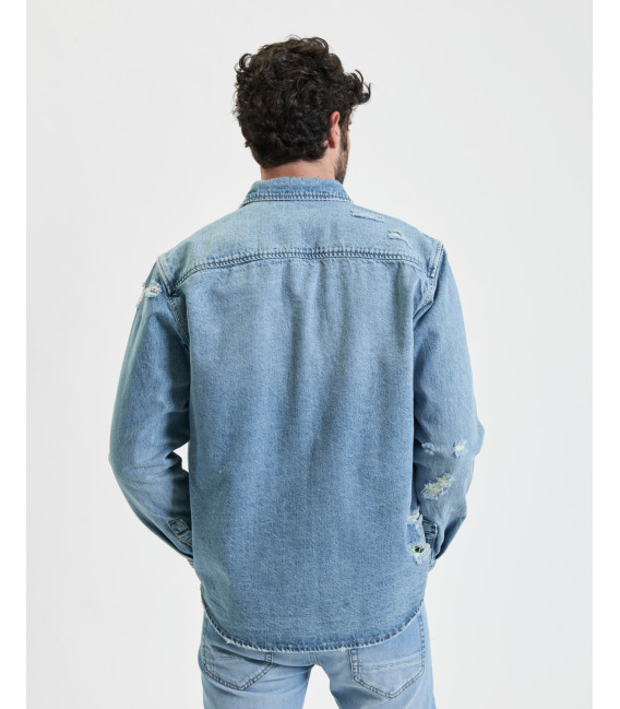 Overshirt denim con tasche