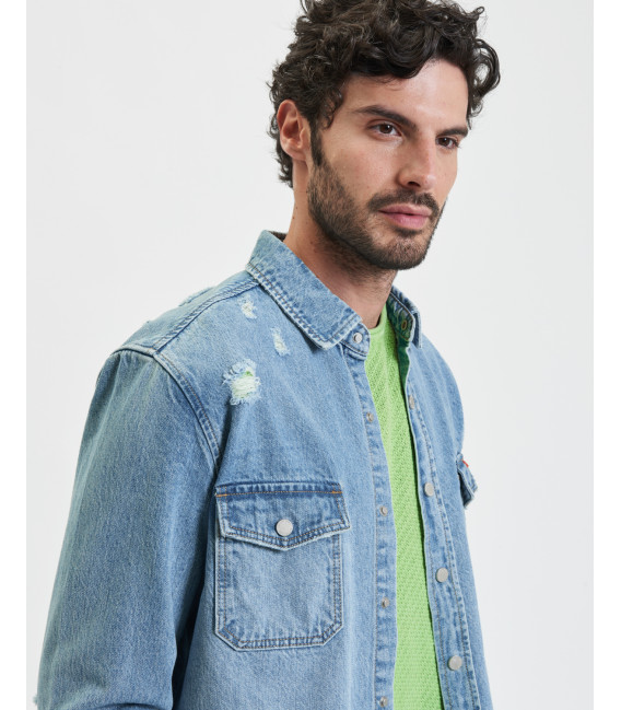 Overshirt denim con tasche
