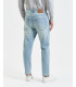 MIKE95 carrot fit medium wash jeans with scratches