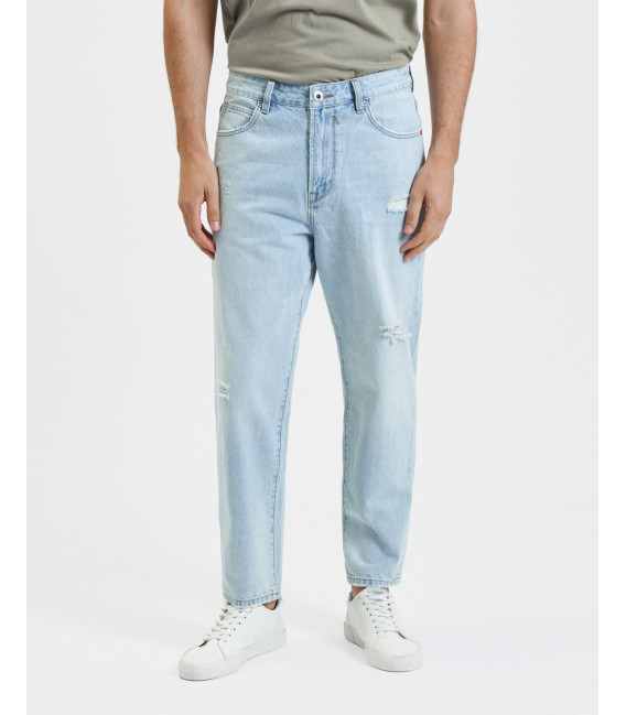 Jeans DAD relaxed fit light wash con graffi