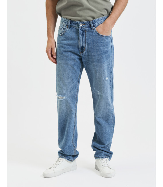 Jeans ALEX straight fit con whiskers e rotture