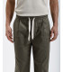 Wide leg drawstring trousers with double pleats