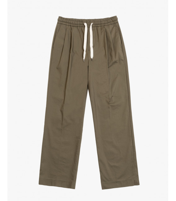 Wide leg drawstring trousers with double pleats