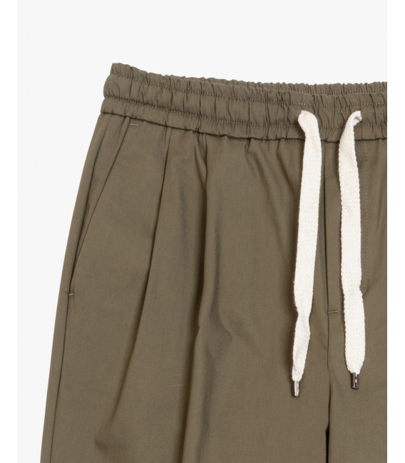 Wide leg drawstring trousers with double pleats
