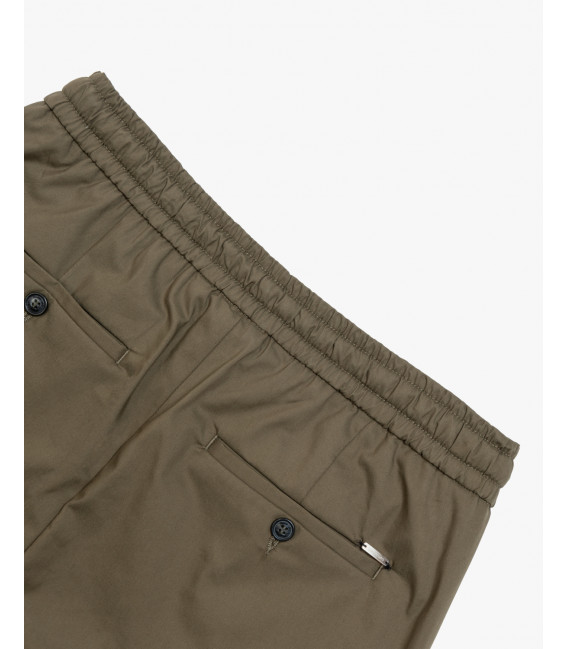 Wide leg drawstring trousers with double pleats