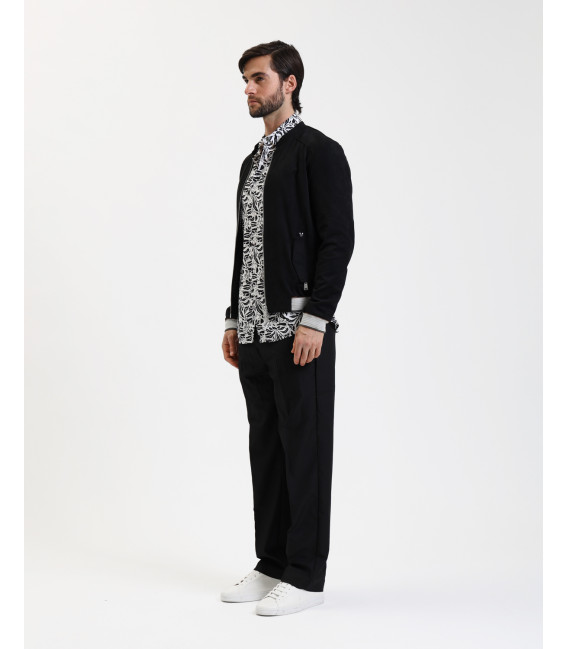 Perforated faux-suede bomber jacket