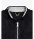 Perforated faux-suede bomber jacket