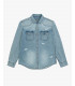 Denim shirt with different buttons and rips