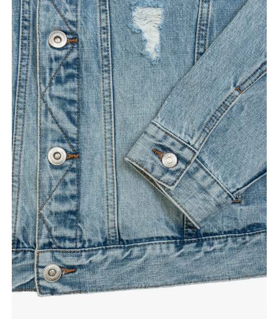Denim jacket with rips