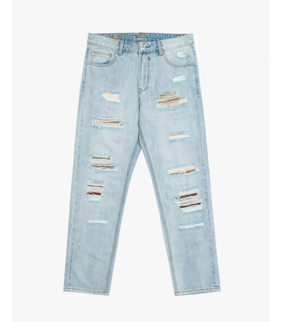 Jeans GRANT carrot fit con rotture e riparazioni