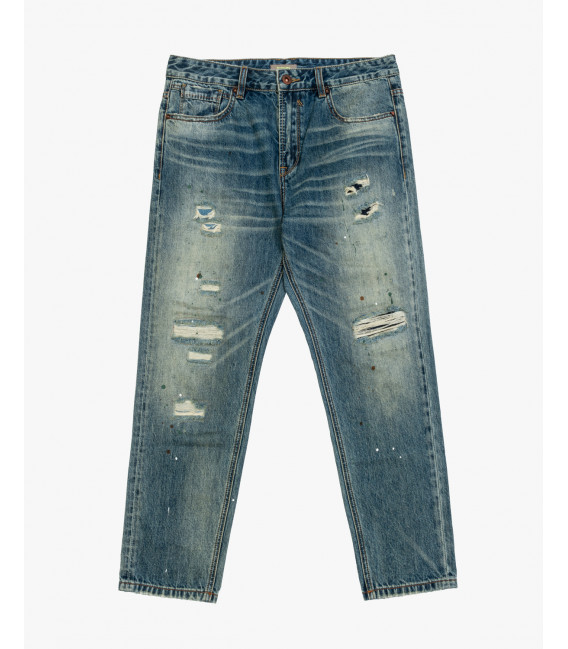 MIKE carrot cropped fit jeans distressed effect