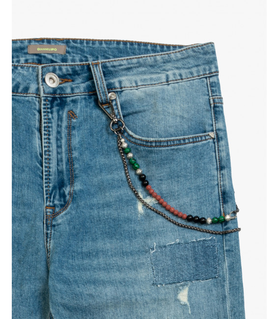 MIKE carrot cropped fit jeans with rip&repair
