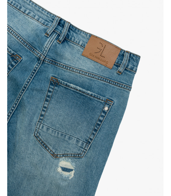 MIKE carrot cropped fit jeans with rip&repair