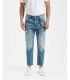 MIKE carrot cropped fit jeans with rip&repair