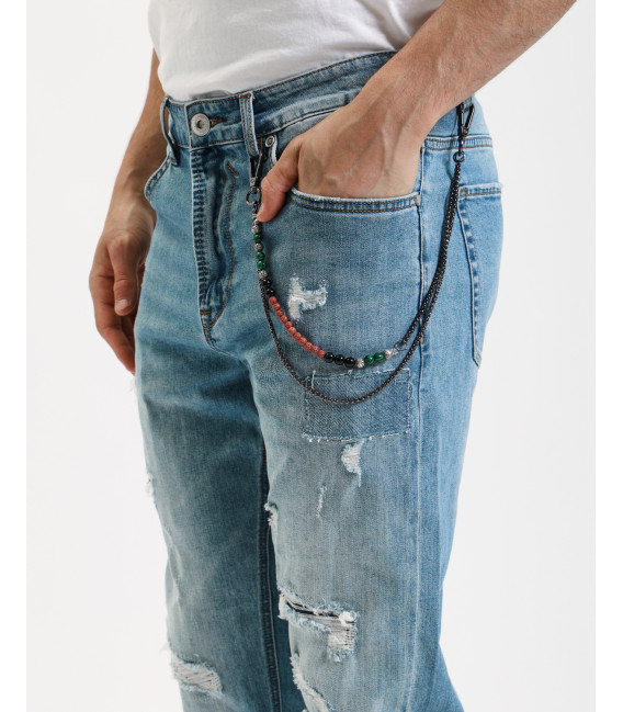 MIKE carrot cropped fit jeans with rip&repair