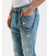 MIKE carrot cropped fit jeans with rip&repair