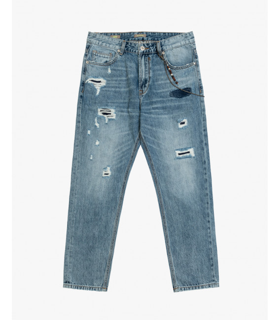 GRANT carrot fit jeans with rips and patches