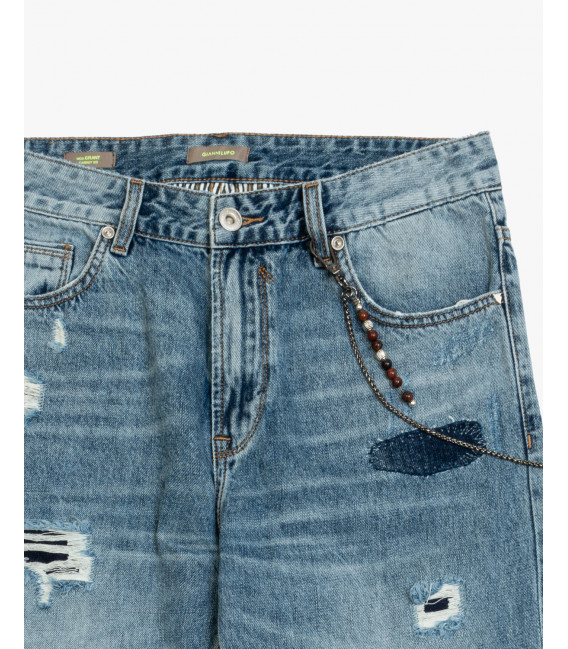 GRANT carrot fit jeans with rips and patches