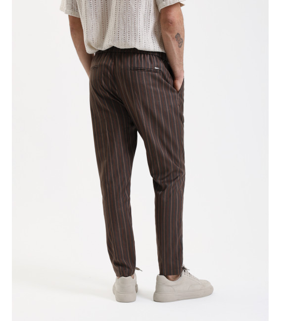 Drawstrings trousers in stripes carrot fit