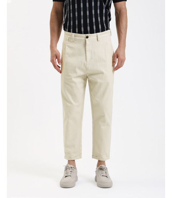 Pantaloni carrot cropped con pinces
