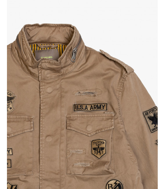 Safari jacket with patches