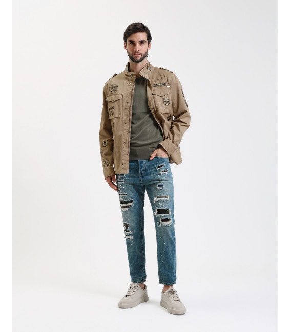 Safari jacket with patches