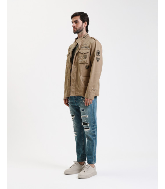 Safari jacket with patches