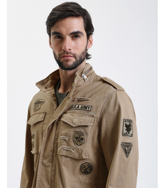 Safari jacket with patches