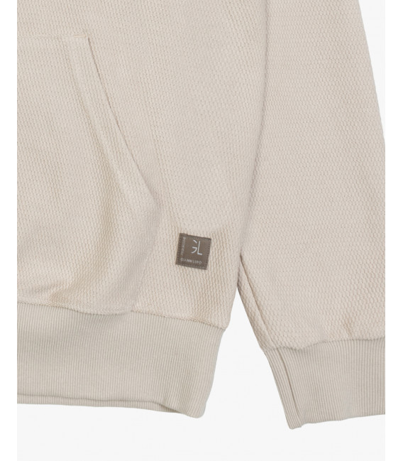 Felpa texturizzata con cappuccio e doppia coulisse