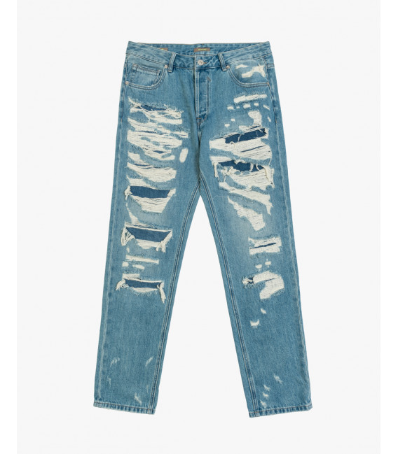 GRANT carrot fit jeans with evident rip&repair