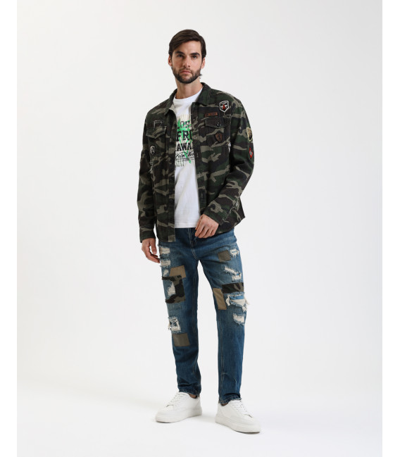 Jeans GRANT carrot fit con patch e rotture