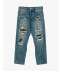 MIKE carrot cropped fit jeans with patches and rips