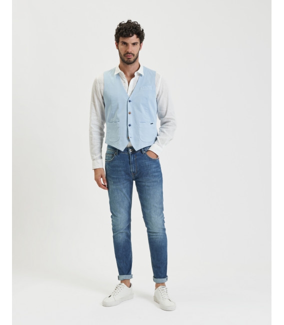 Gilet con bottoni in fantasia