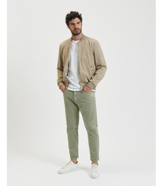 Giubbotto bomber effetto camoscio