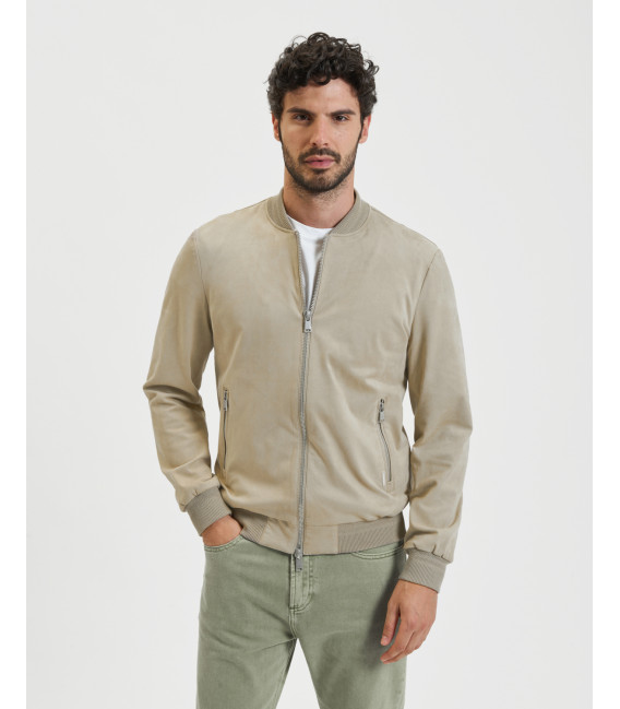 Giubbotto bomber effetto camoscio