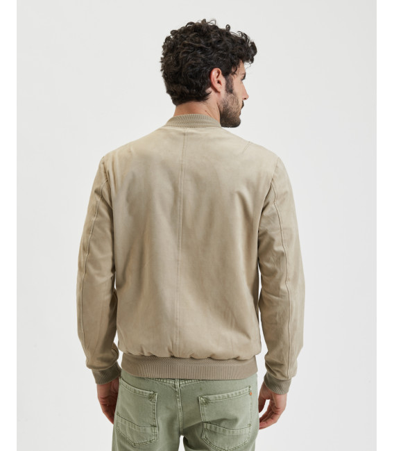 Giubbotto bomber effetto camoscio