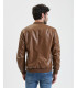 Faux-leather bomber jacket